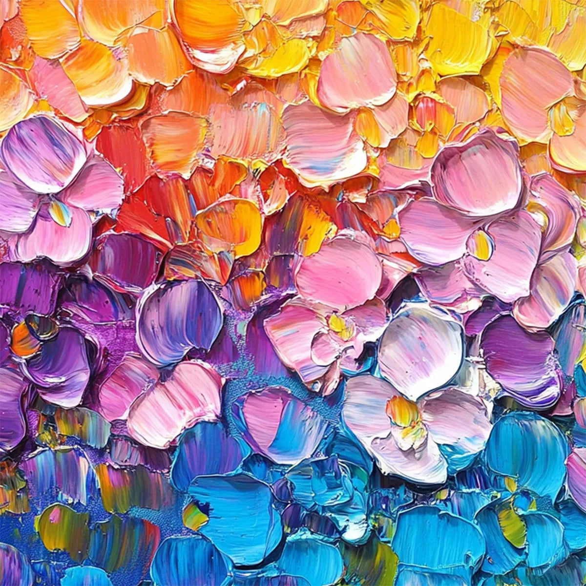 Bold textured flower painting for living room wall decor