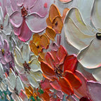 Florence floral painting as a vibrant focal point above a fireplace mantel.