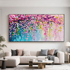 Hand-painted floral canvas art with eco-friendly acrylic, showcasing a horizontal format.