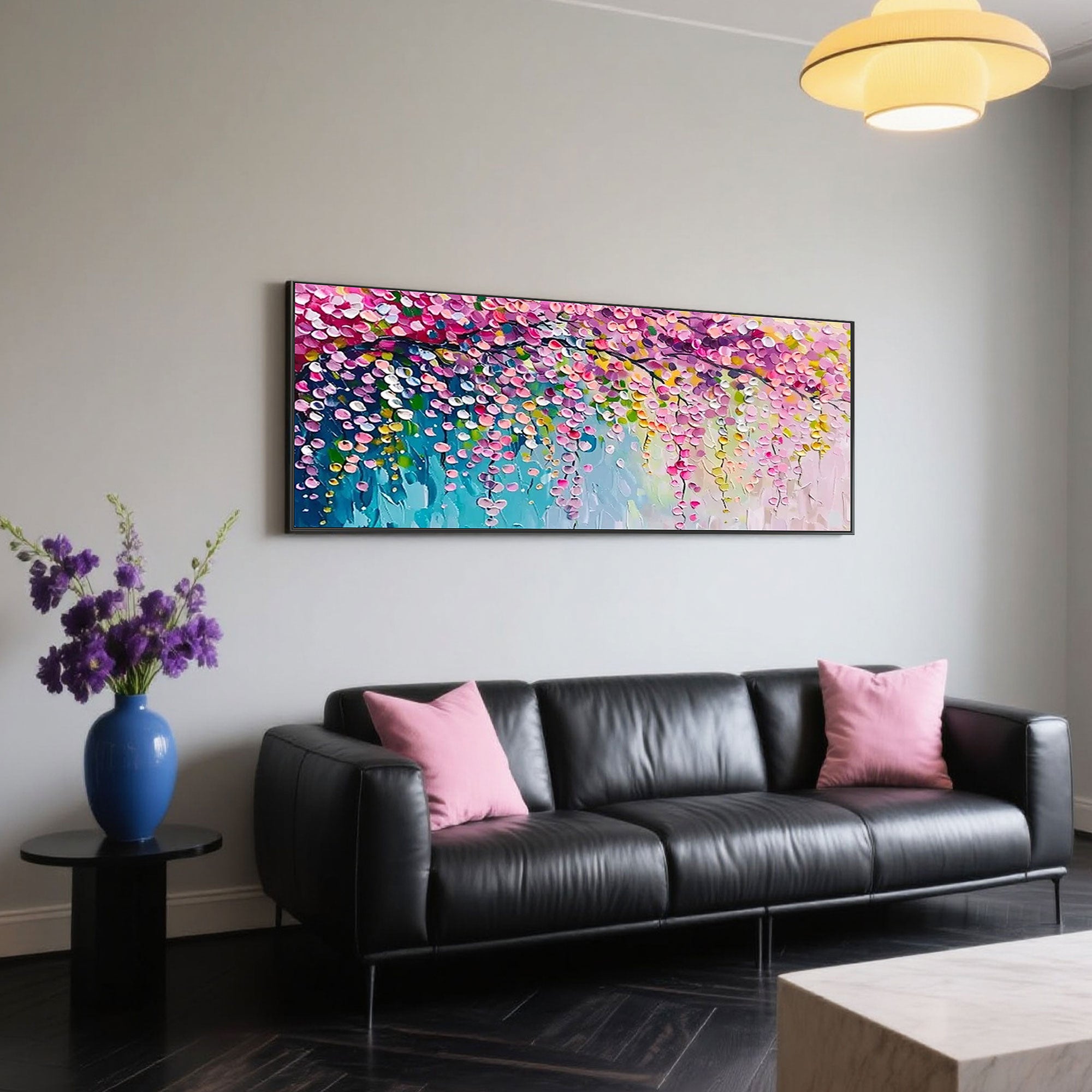 Strukturierte abstrakte florale Wandkunst - Chromatischer Regen