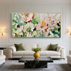 Serenia hand-painted floral art in a living room with classic decor.