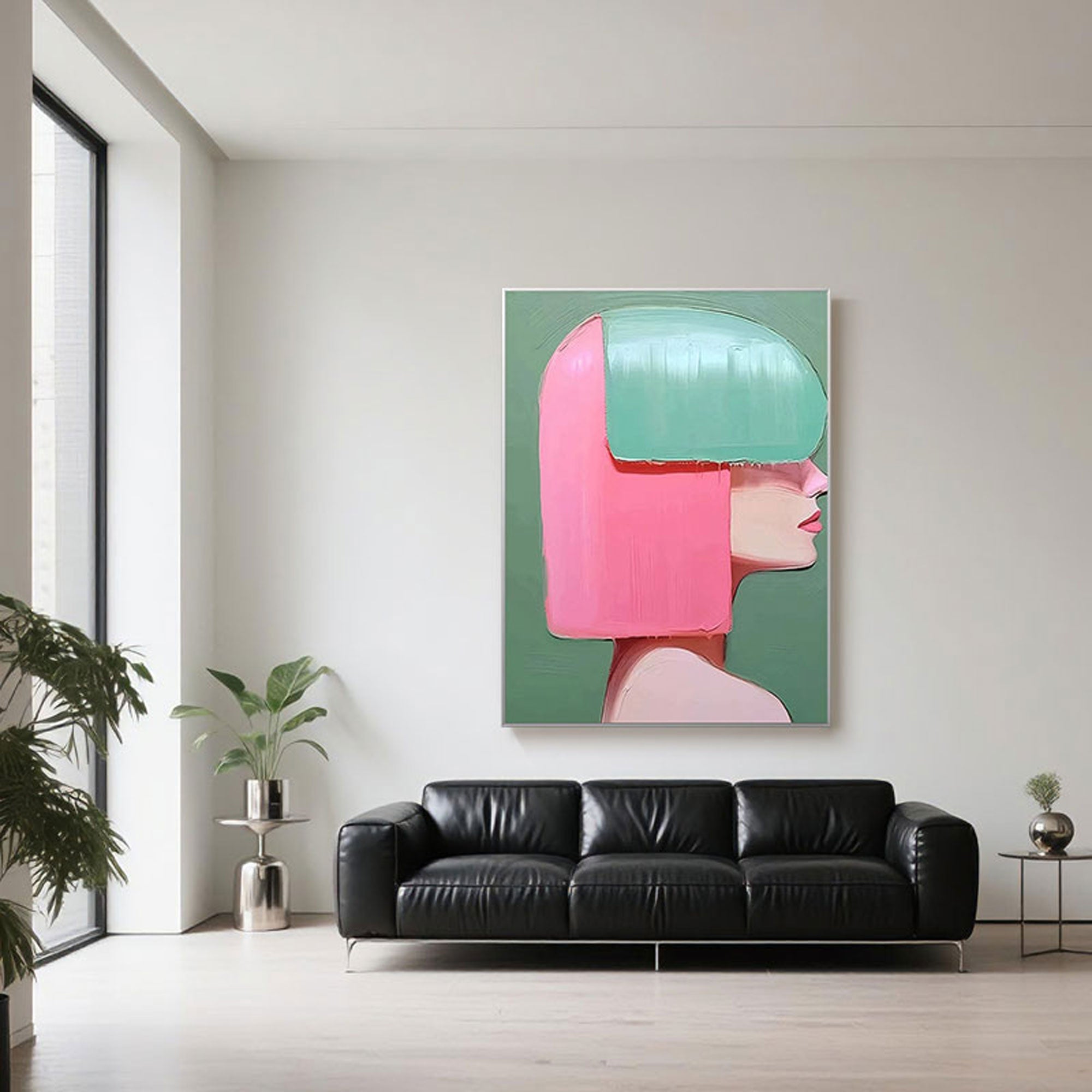 Contemporary acrylic painting with pastel tones and minimalistic elegance, ideal for creative studios or eclectic interiors.