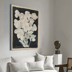 Vintage Mid-Century Floral Black and White Canvas Painting #FL012