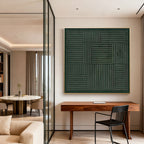 Lumi Gallery 3D textured wabi-sabi woven dark geometric wall art in contemporary home office