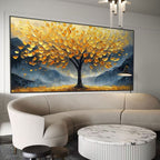 Expressionism Twilight Grove golden tree painting.