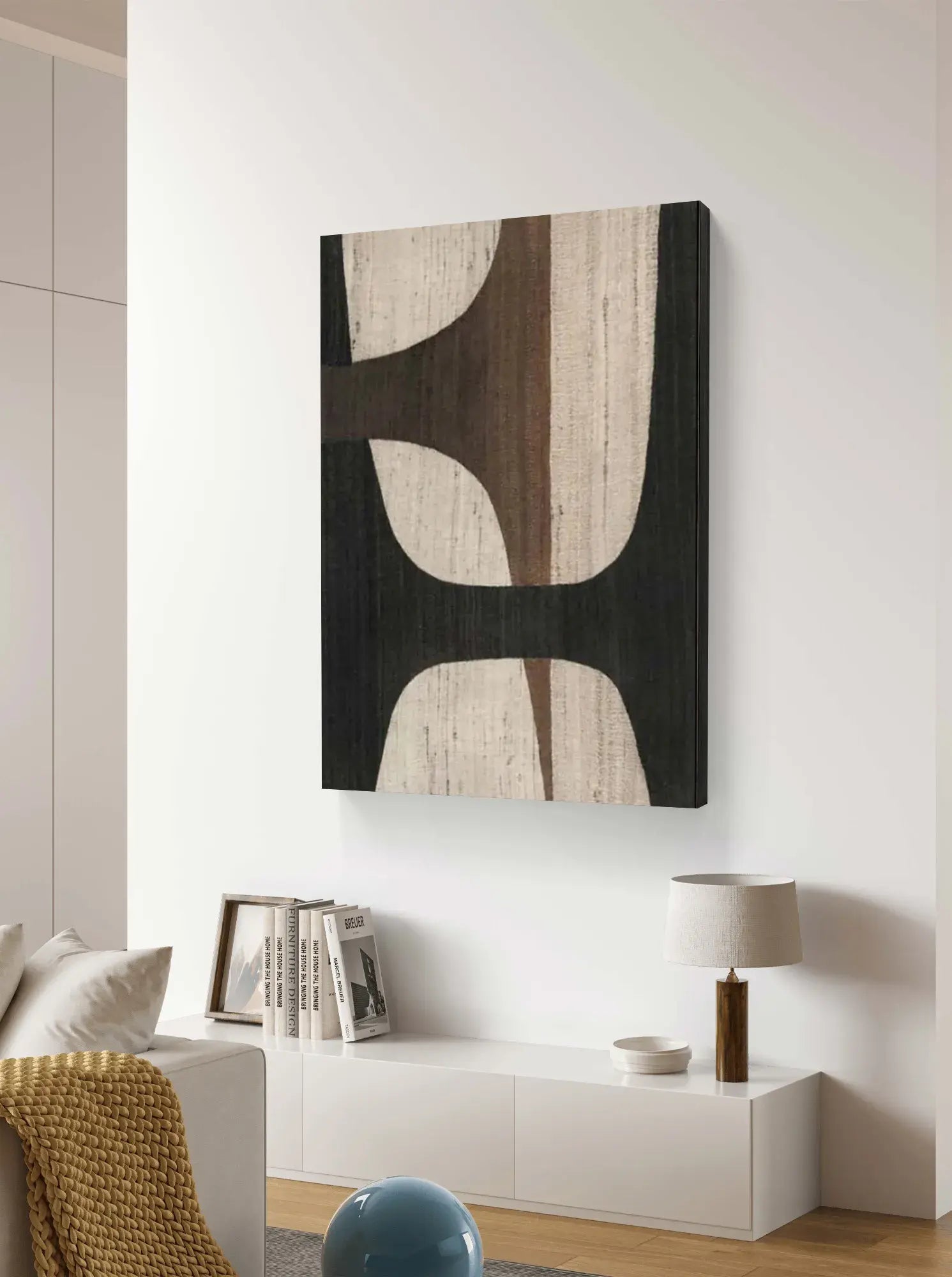 Geometric Abstract Art in Brown and Black for Modern Decor #WS017