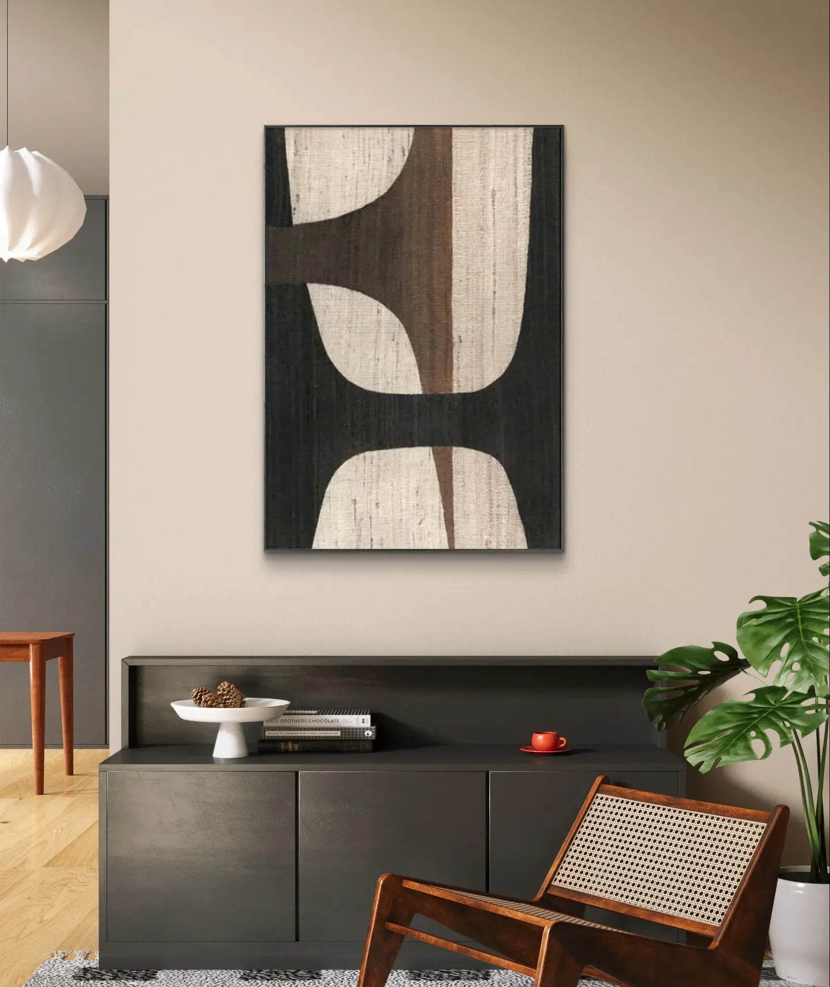 Geometric Abstract Art in Brown and Black for Modern Decor #WS017