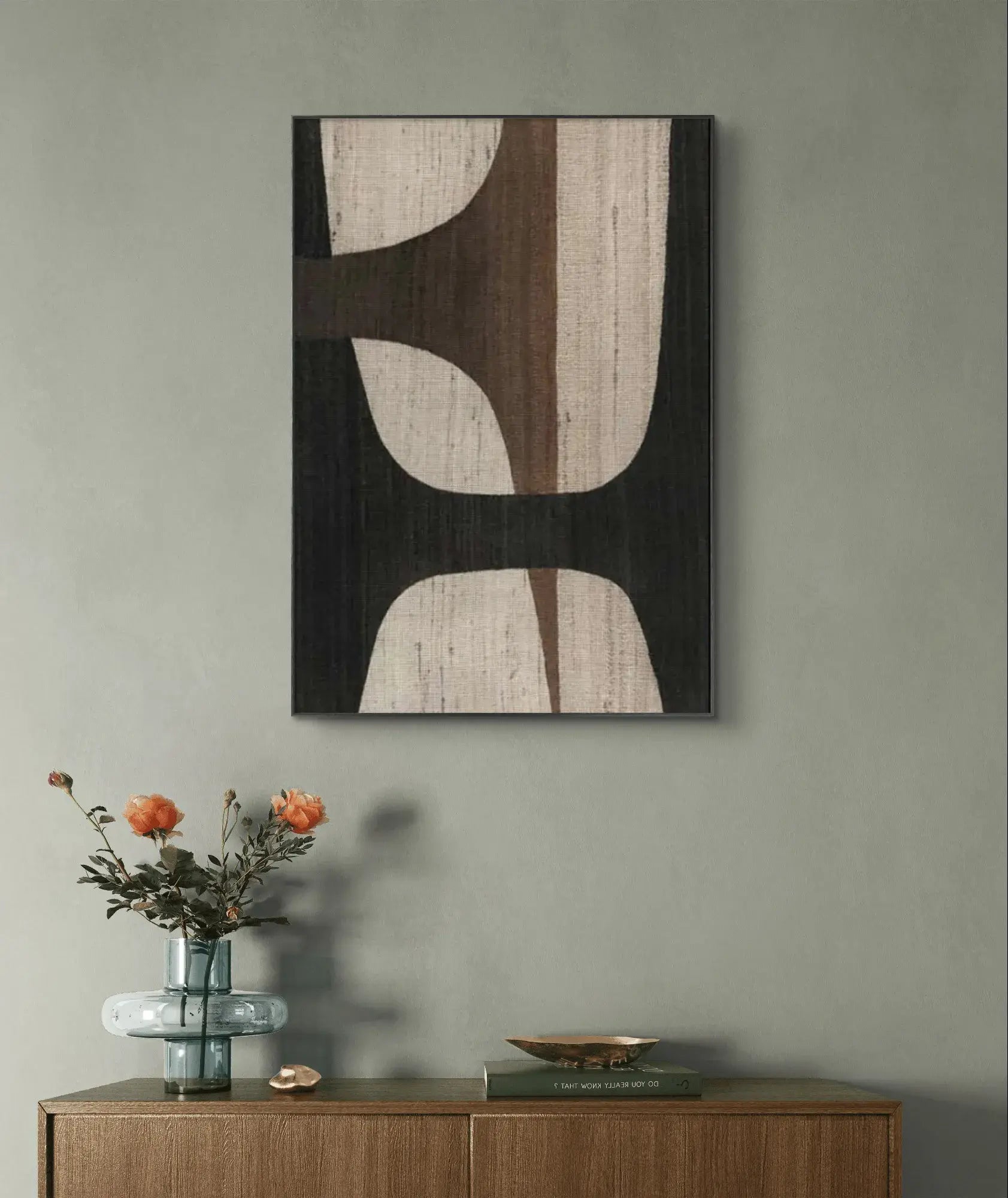 Geometric Abstract Art in Brown and Black for Modern Decor #WS017