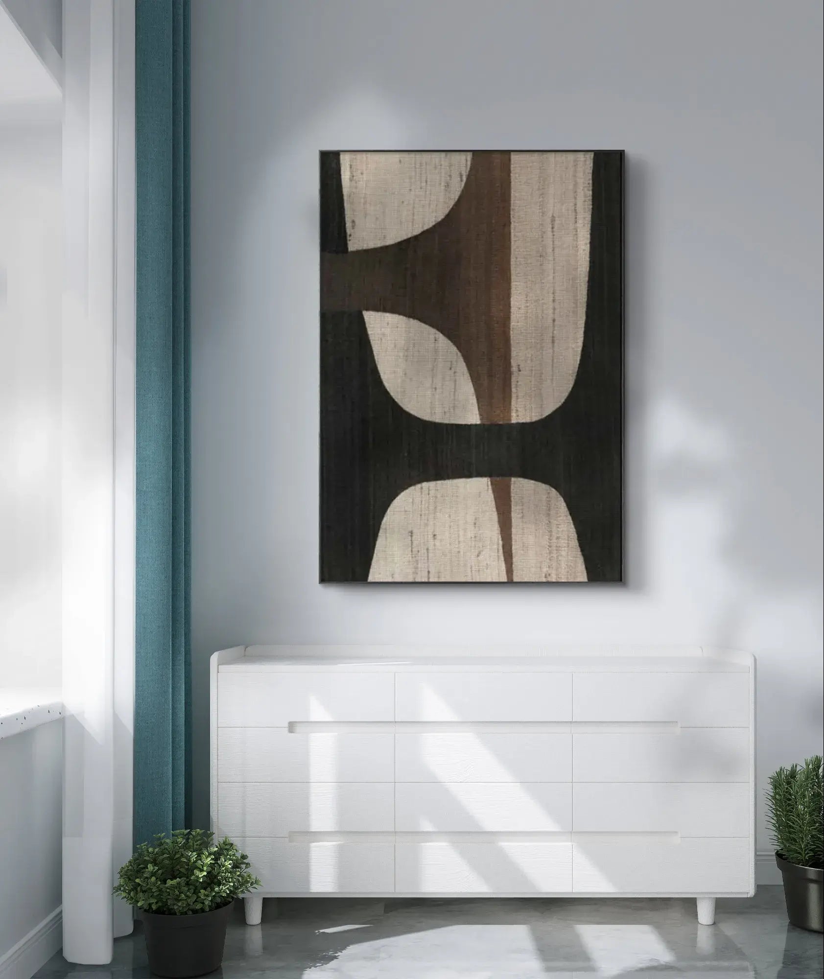 Geometric Abstract Art in Brown and Black for Modern Decor #WS017