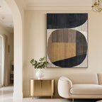 Intersecta wall art: A fusion of geometric shapes and earthy hues on hand-painted canvas.