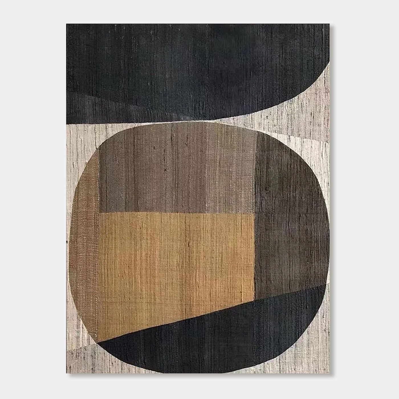 Close-up of Intersecta canvas art showcasing textured brushstrokes and geometric shapes.