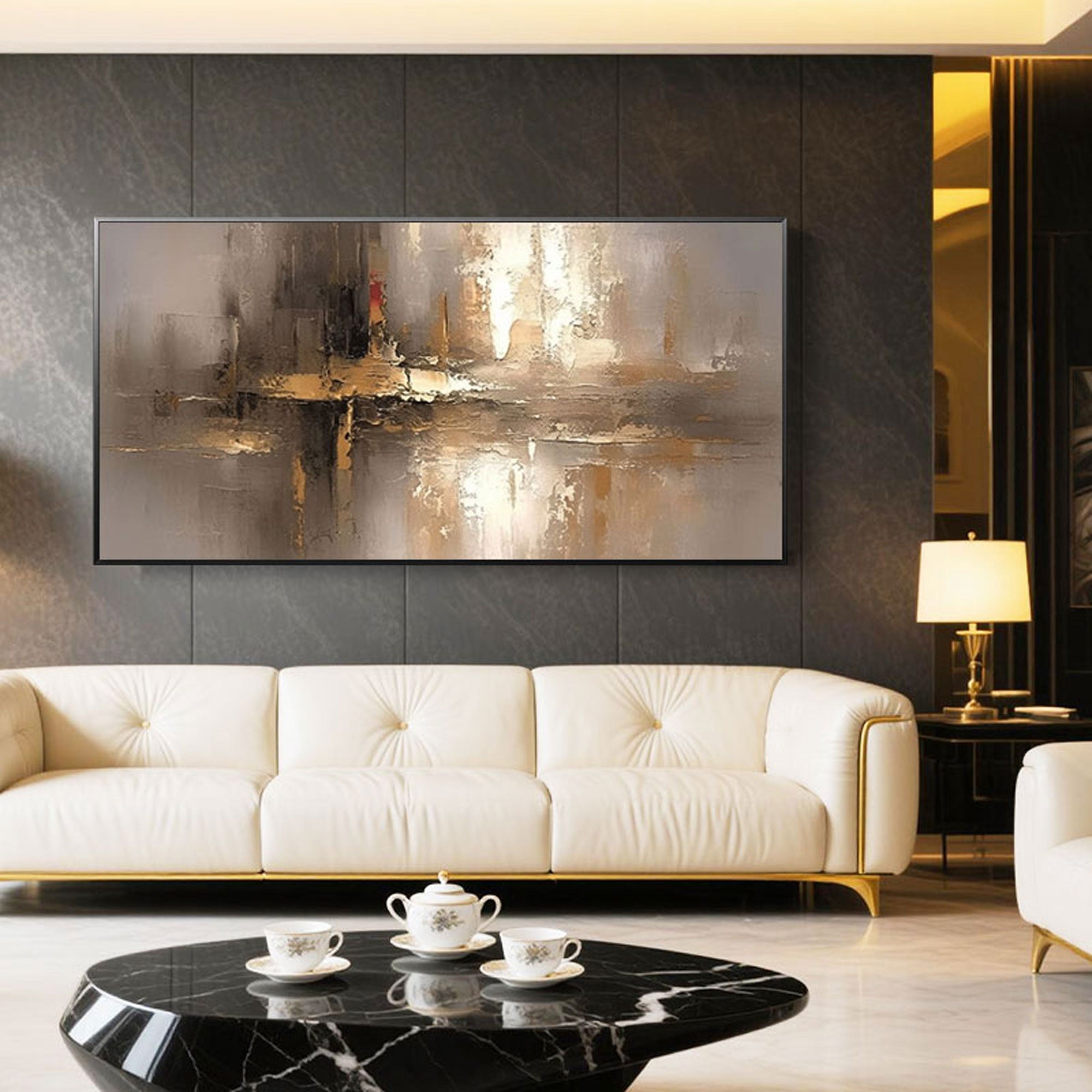 Modern Abstract Gold Canvas Art | Golden Horizon