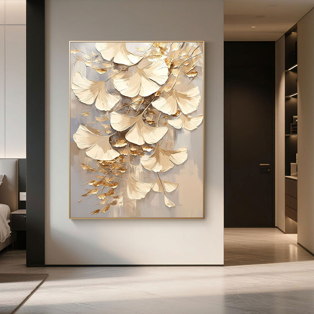 Golden Ginkgo Leaf Wall Art - Leaves of Light