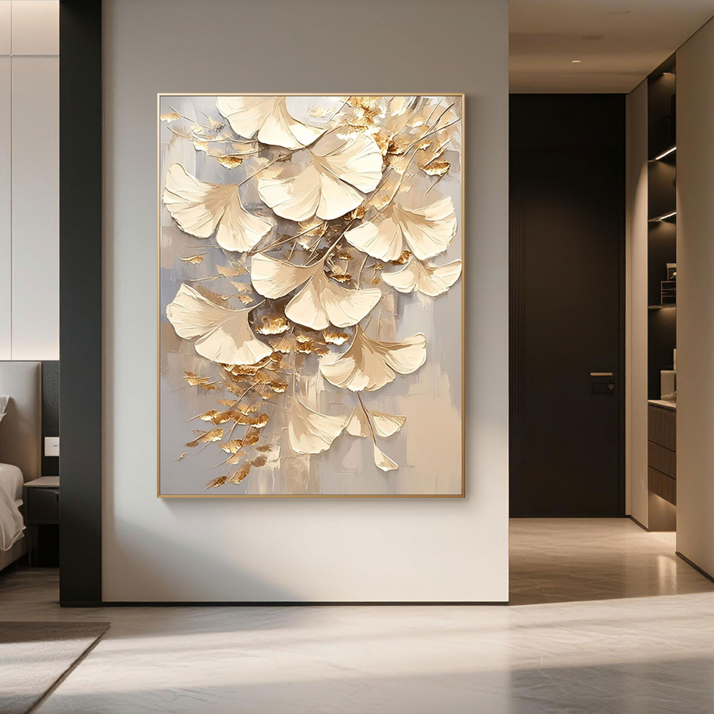Golden Ginkgo Leaf Wall Art - Leaves of Light