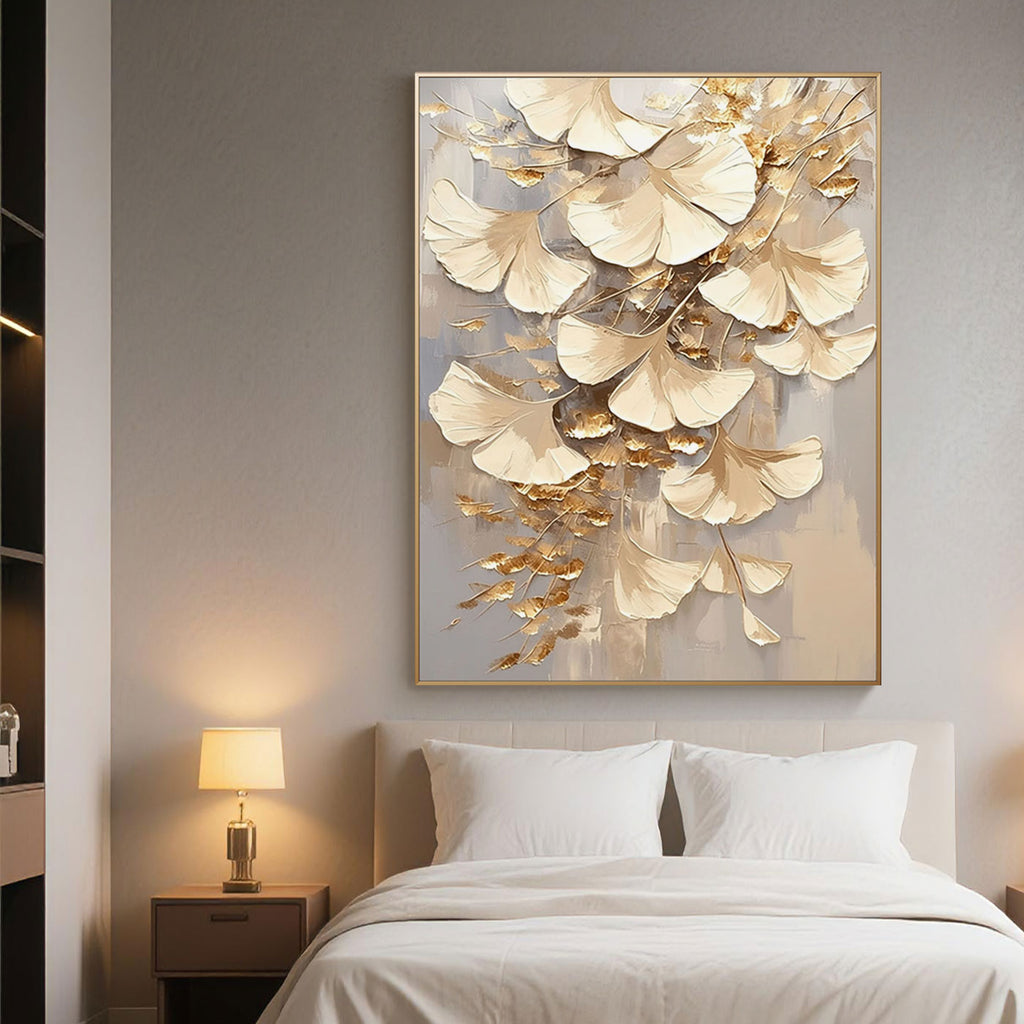 Golden Ginkgo Leaf Wall Art - Leaves of Light