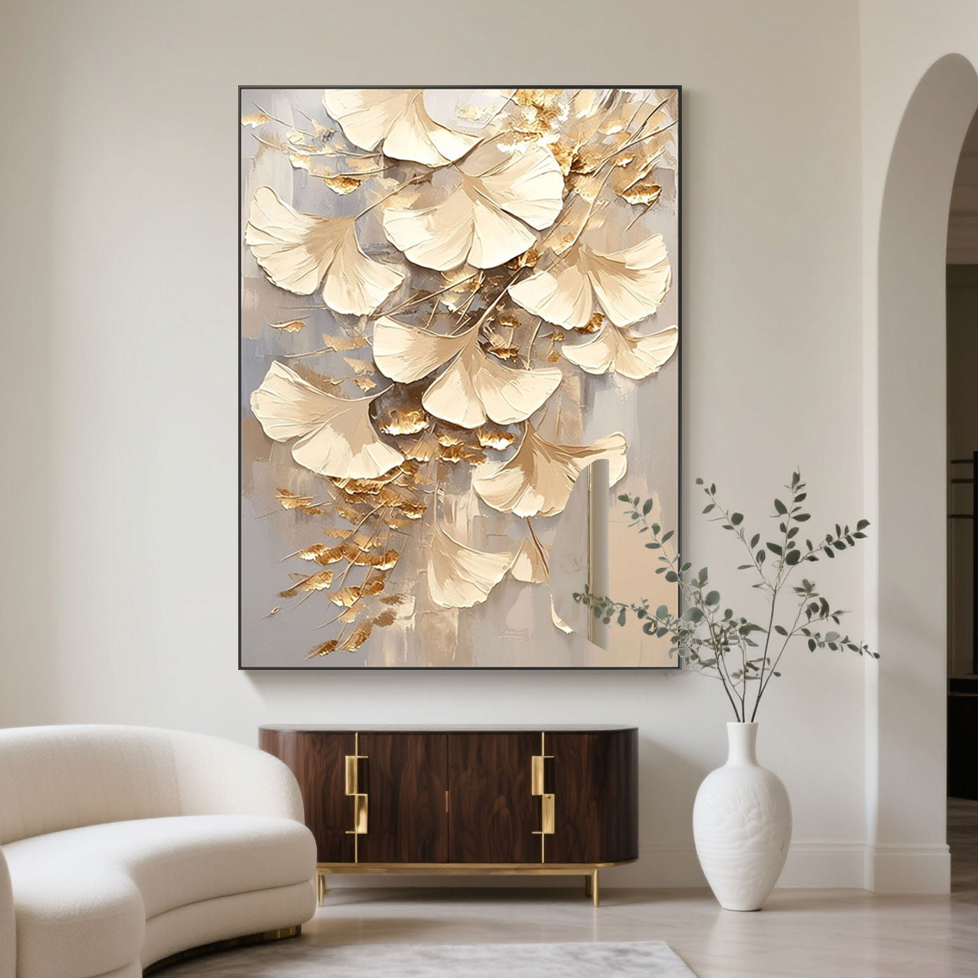 Golden Ginkgo Leaf Wall Art - Leaves of Light