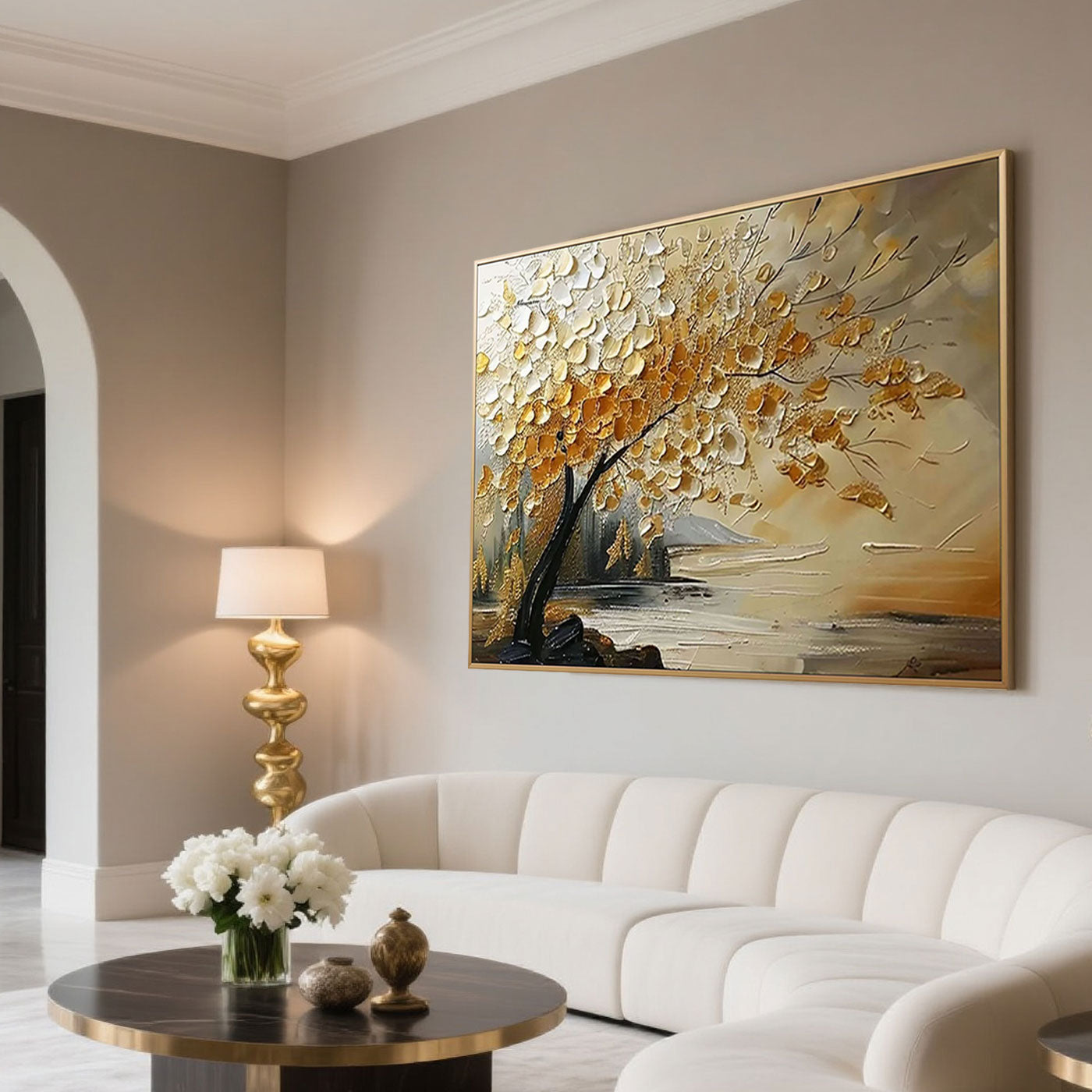 Golden Tree Textured Painting - Aurora Tree