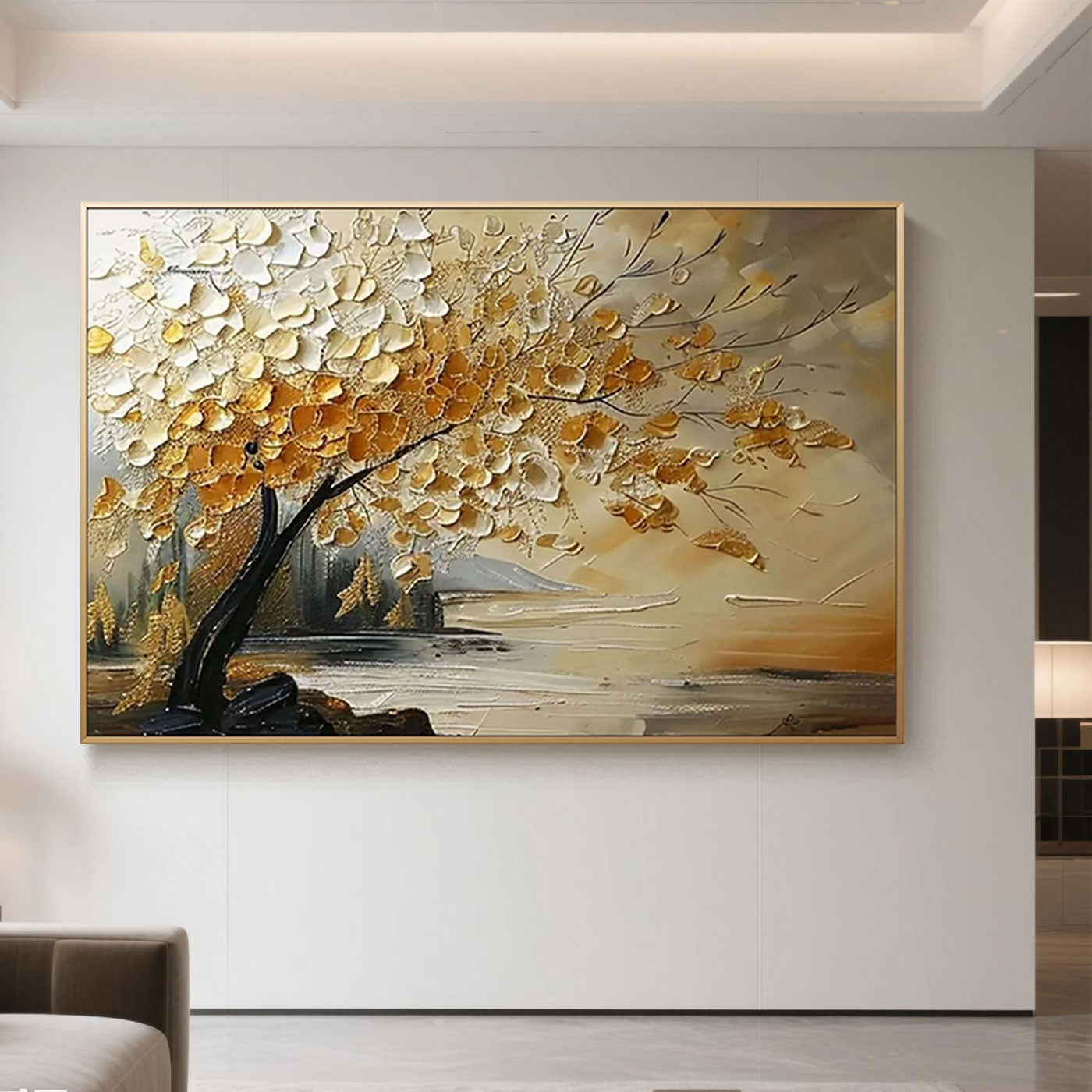 Golden Tree Textured Painting - Aurora Tree