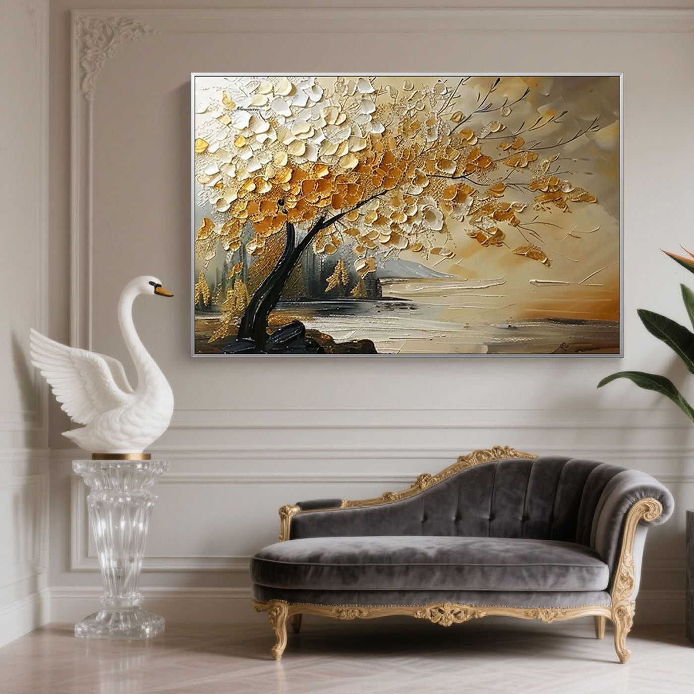 Golden Tree Textured Painting - Aurora Tree