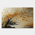 Hand-painted golden textured tree canvas art by Lumi Gallery