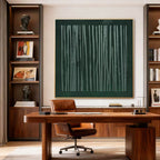 Lumi Gallery's Wabi-Sabi minimalist green wall art 'Quiet Grove' in contemporary office