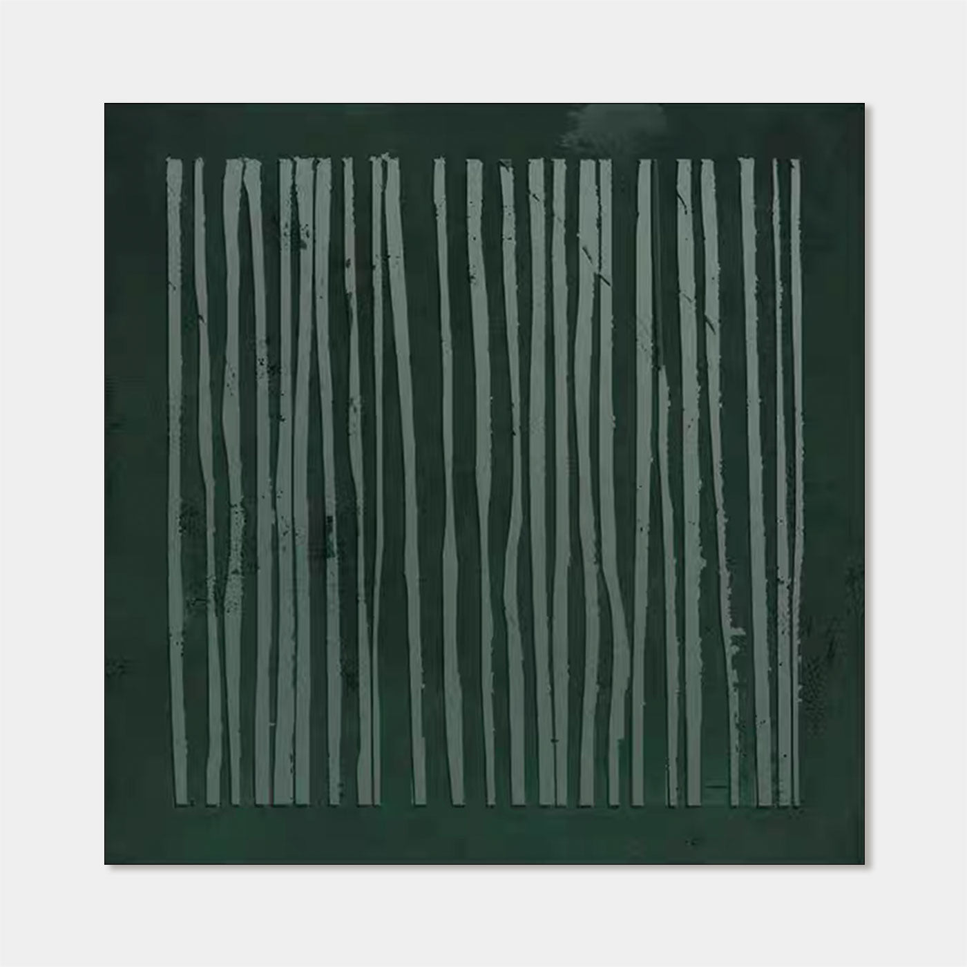 Wabi-Sabi minimalist green canvas wall art with textured vertical brushstrokes