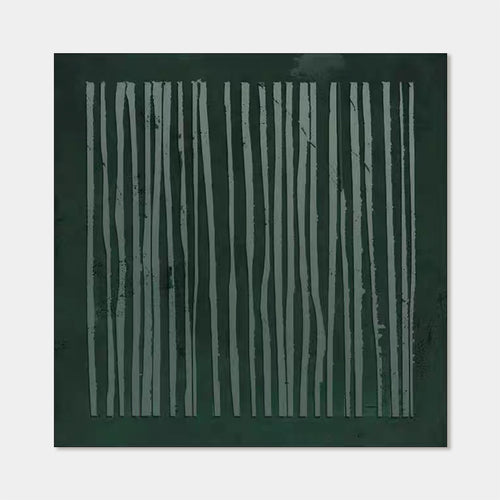 Wabi-Sabi minimalist green canvas wall art with textured vertical brushstrokes