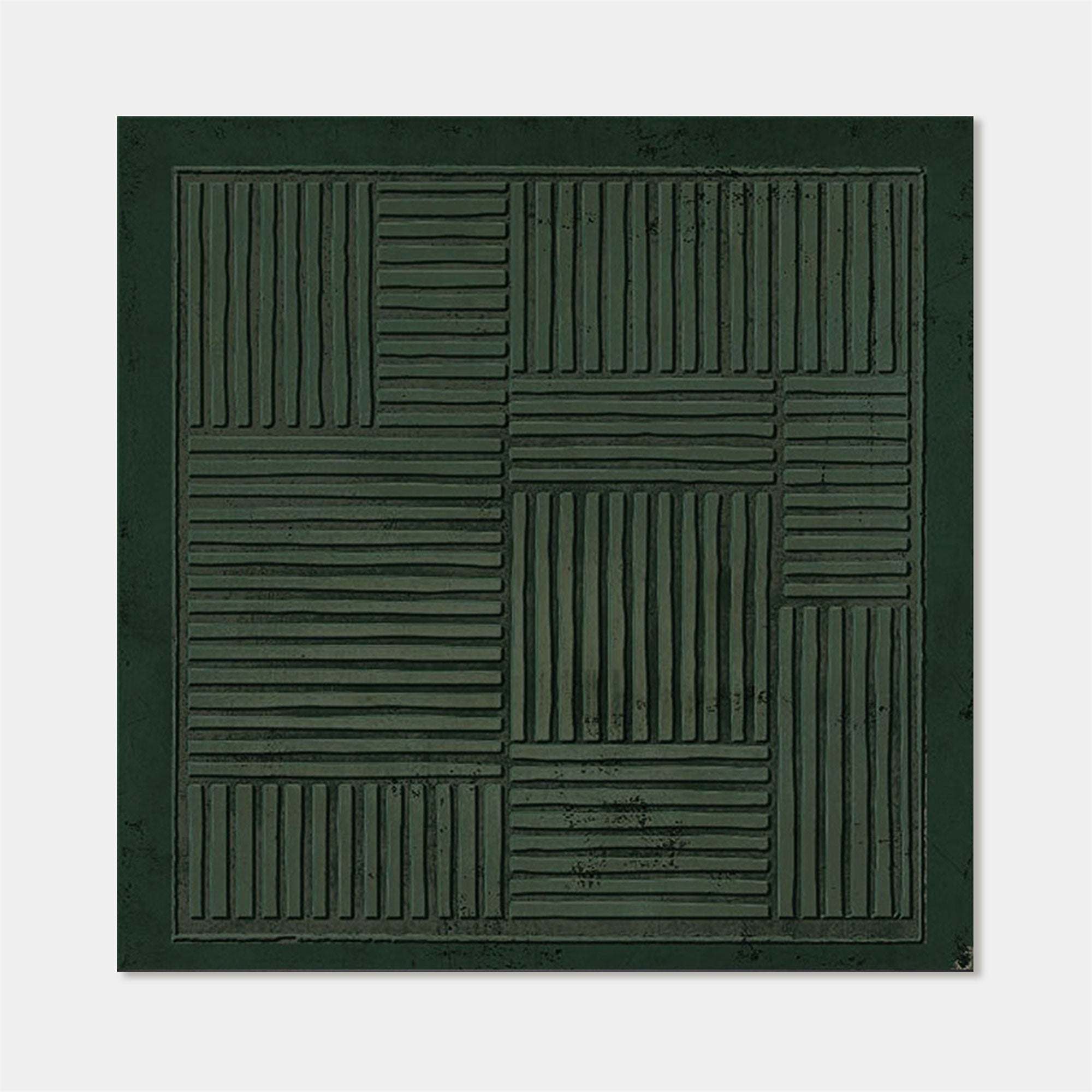 Wabi-Sabi Green Geometric Square Wall Art - Verdant Lattice