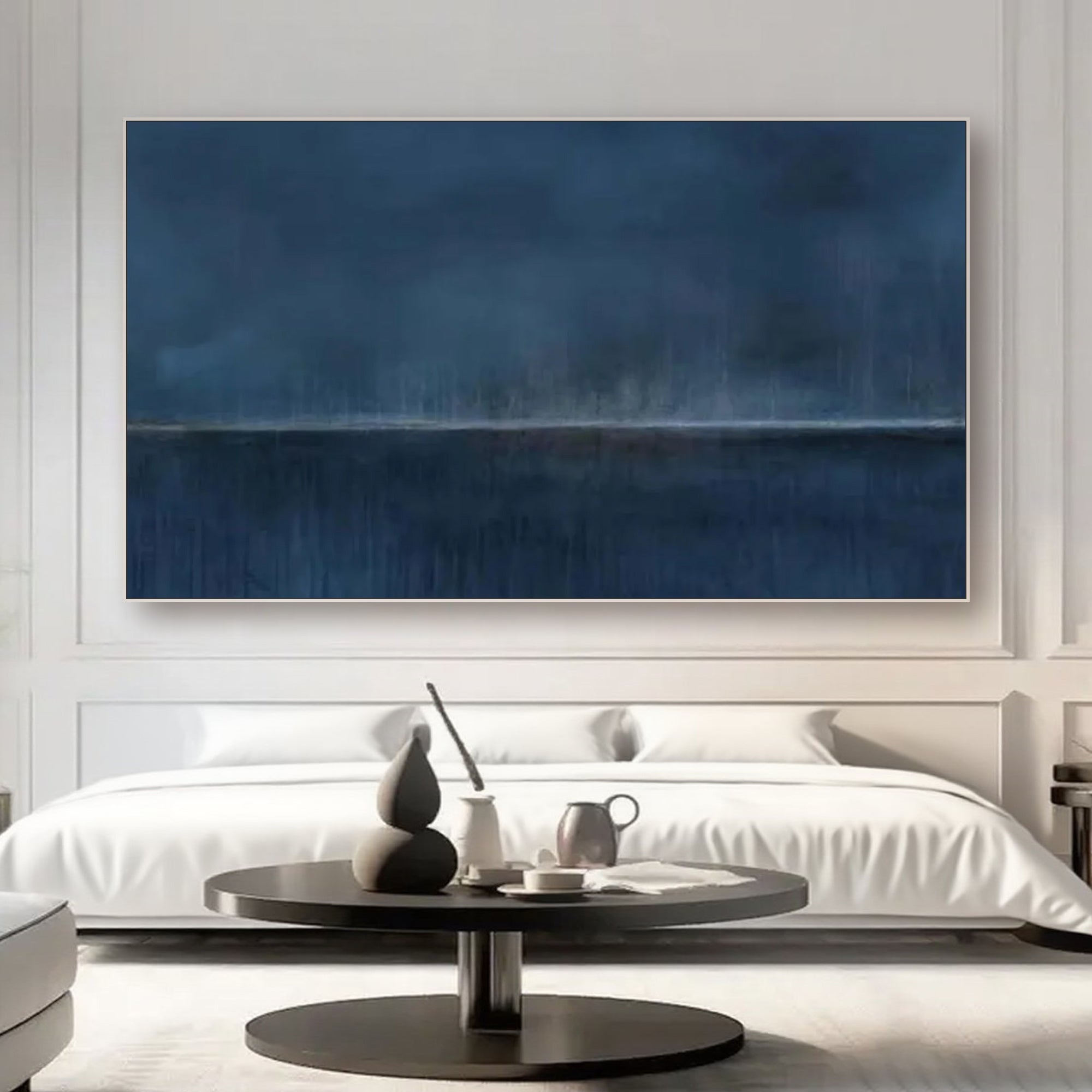 Minimalist Abstract Blue Wall Art - Distant Night