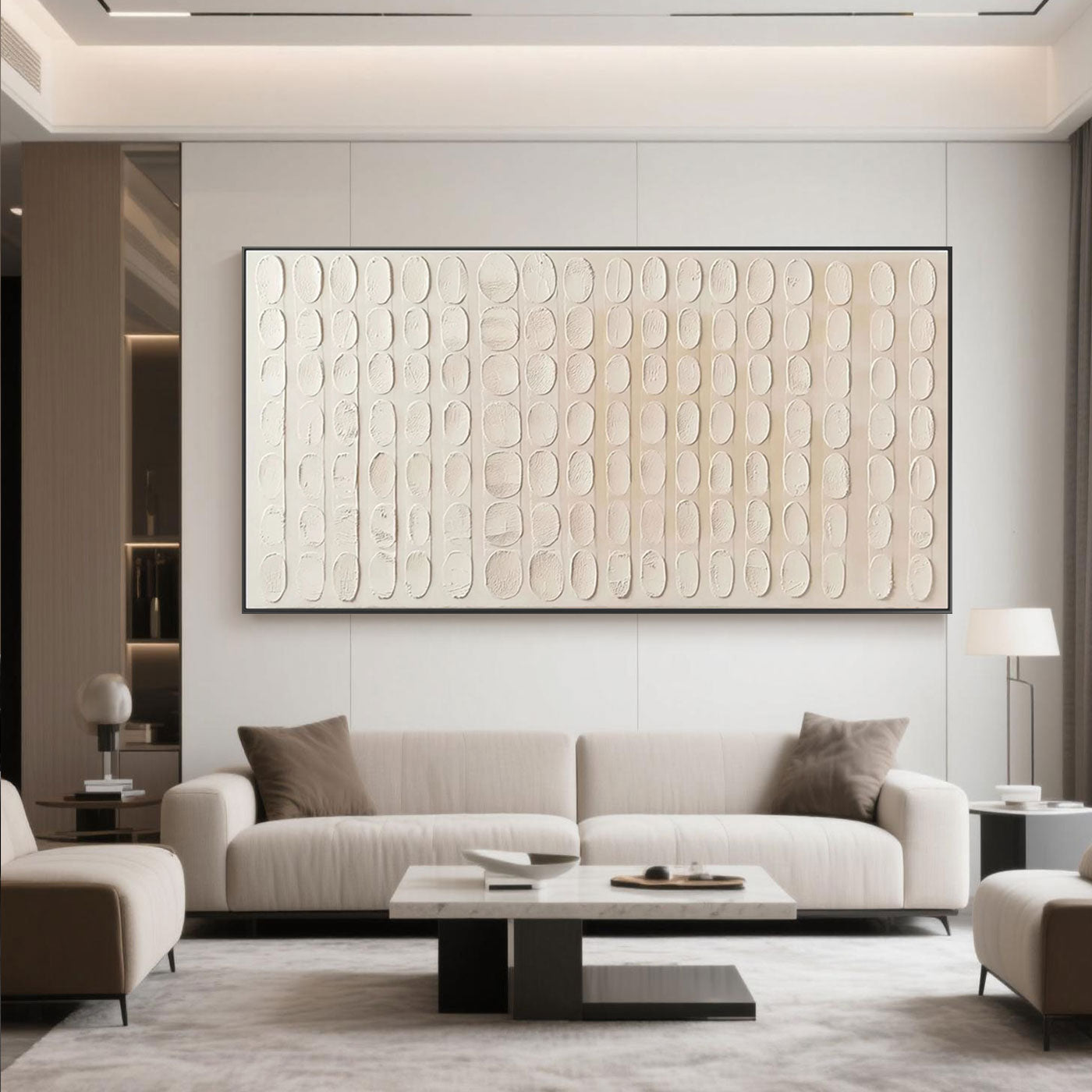 3D Textured Minimalist Beige Geometric Wall Art - Arcane Rhythm