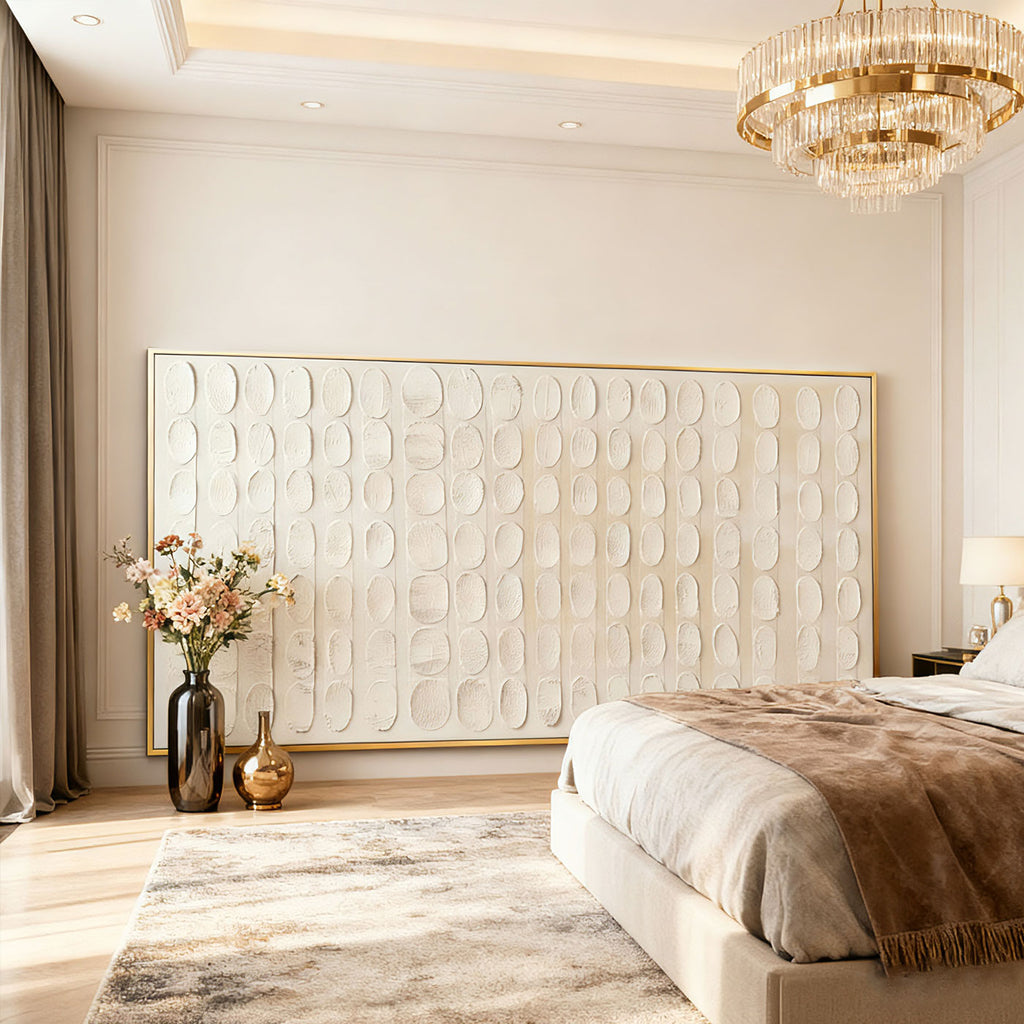 3D Textured Minimalist Beige Geometric Wall Art - Arcane Rhythm