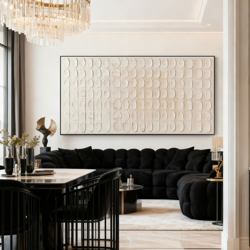 3D Textured Minimalist Beige Geometric Wall Art - Arcane Rhythm