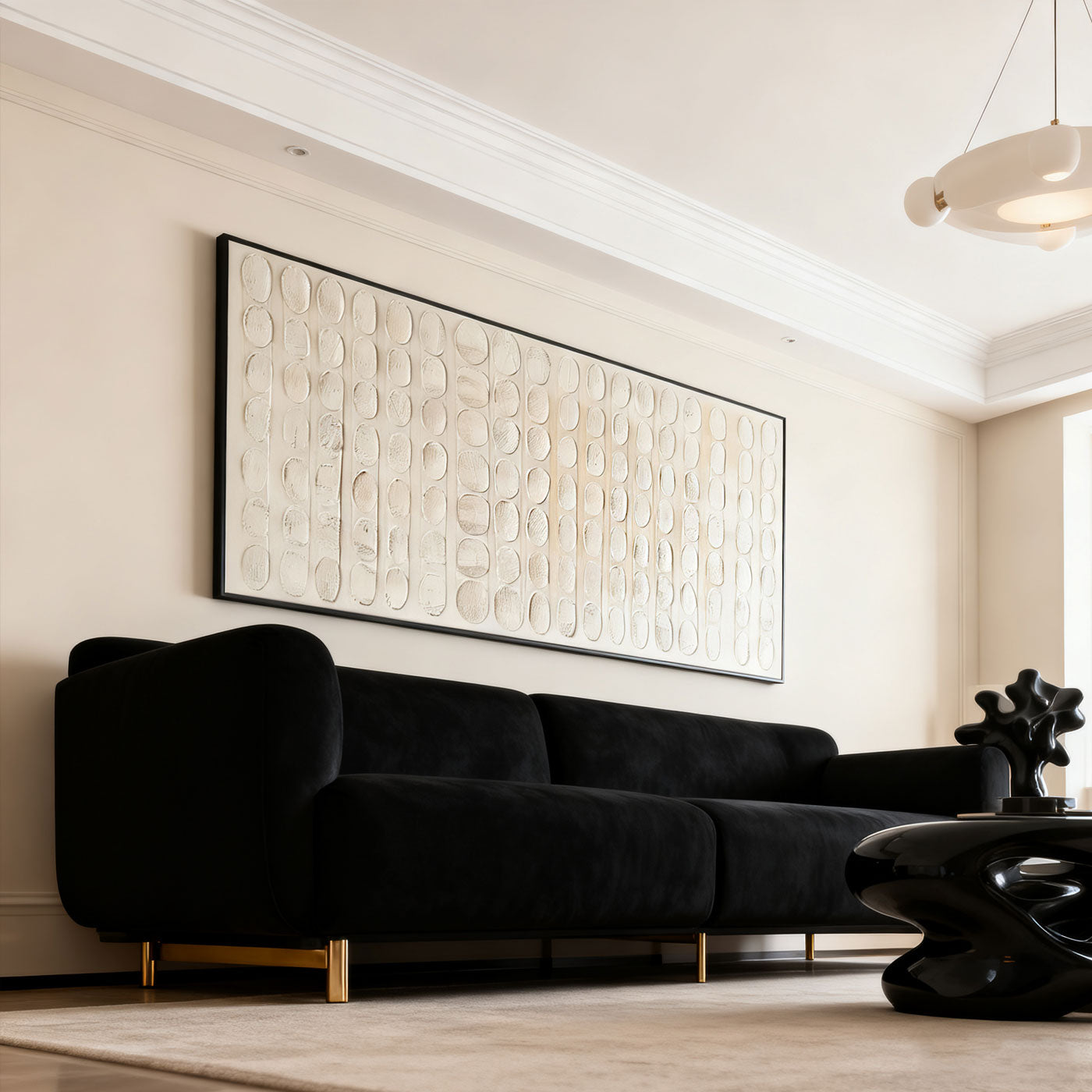 3D Textured Minimalist Beige Geometric Wall Art - Arcane Rhythm