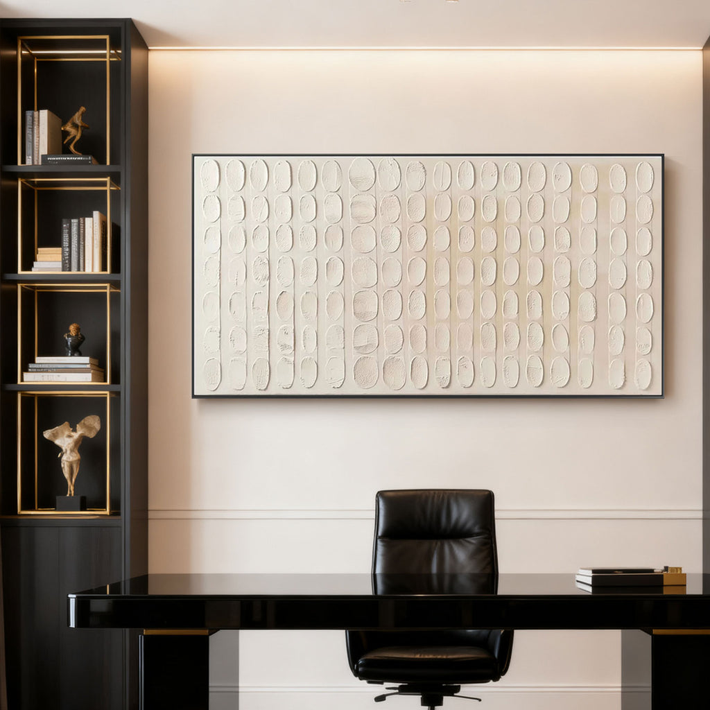 3D Textured Minimalist Beige Geometric Wall Art - Arcane Rhythm