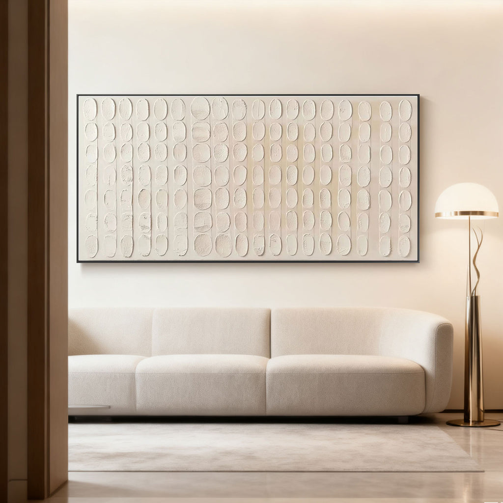 3D Textured Minimalist Beige Geometric Wall Art - Arcane Rhythm