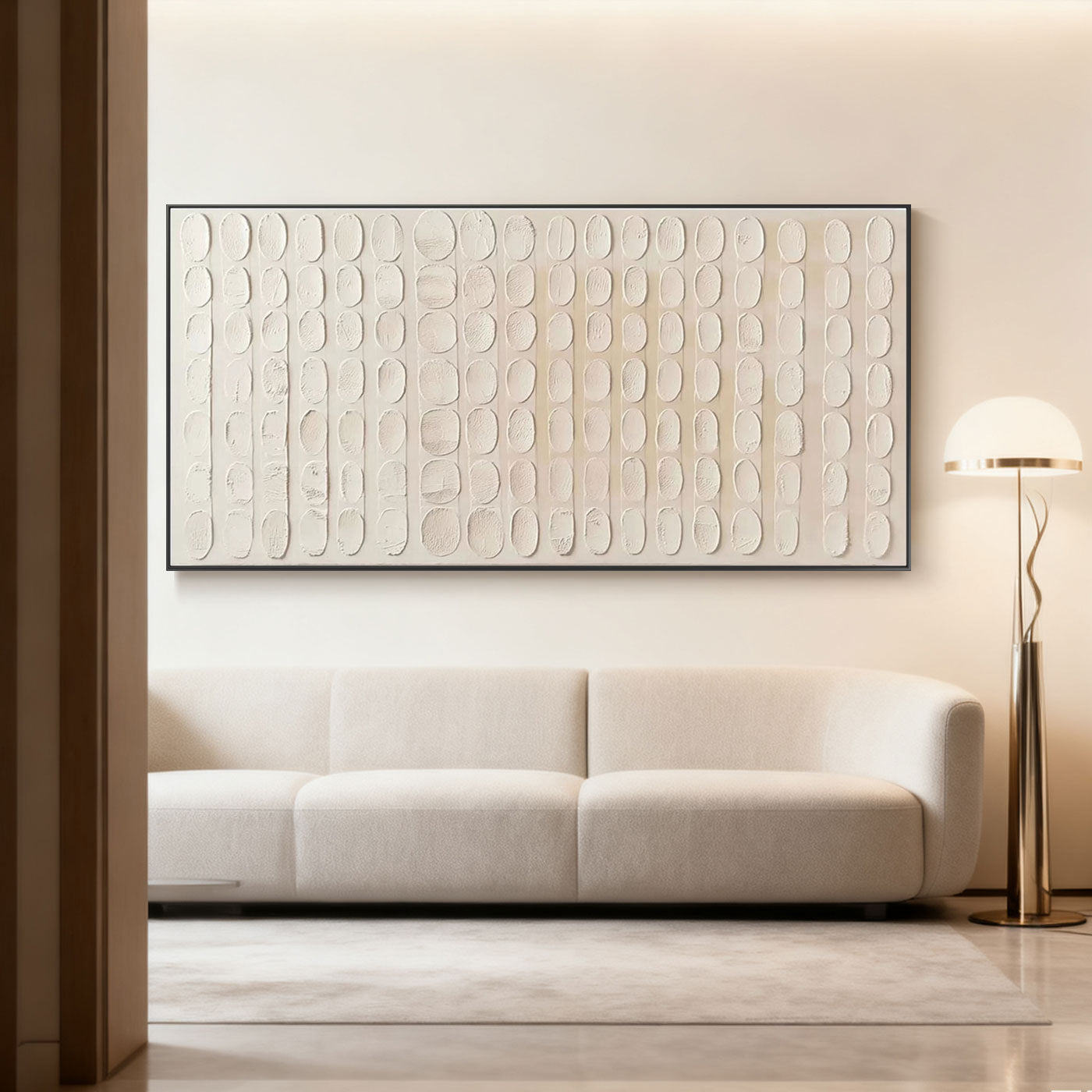 3D Textured Minimalist Beige Geometric Wall Art - Arcane Rhythm
