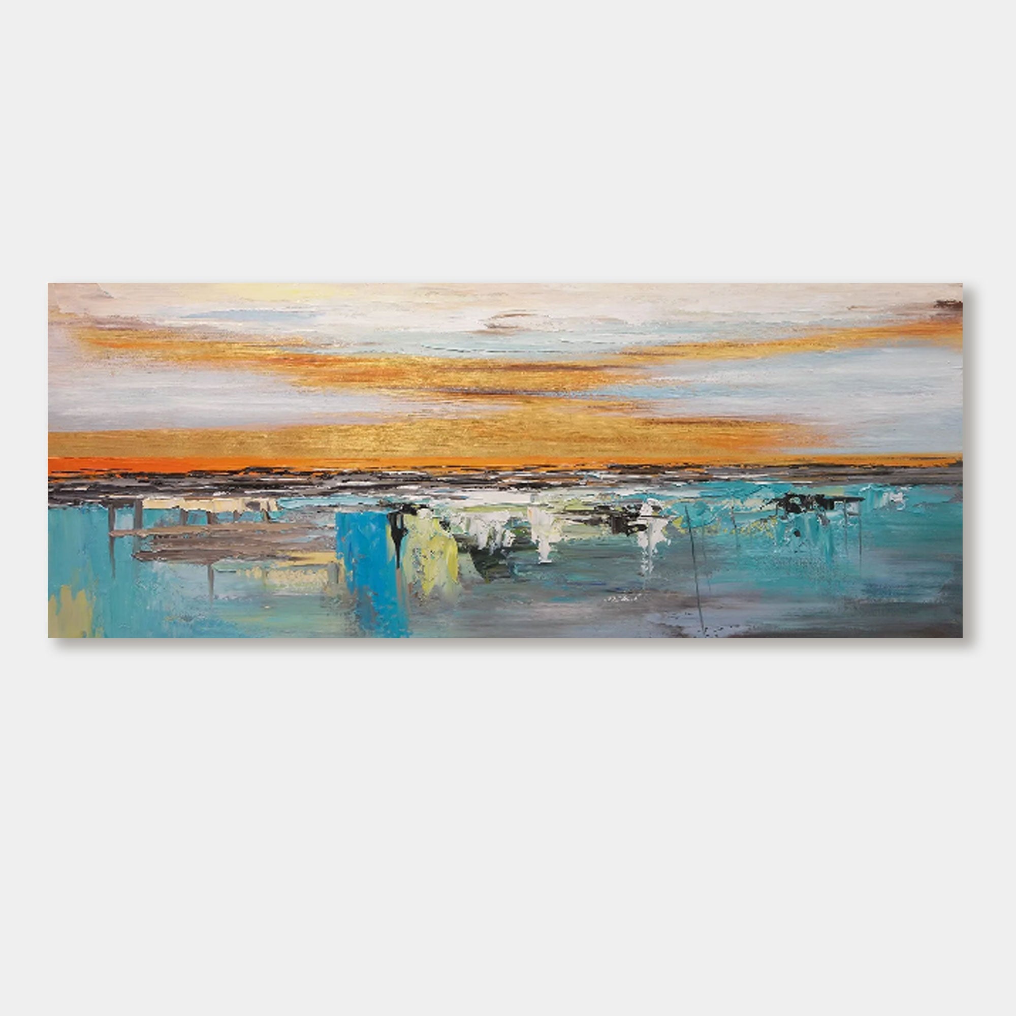 Abstract Golden Landscape Painting | Golden Horizon