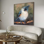 Impressionistic Bird Blue and White Canvas Painting #AN003