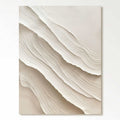 Vertical abstract 3D textured wall art in white and beige, featuring minimalist Wabi-Sabi style for modern home decor.