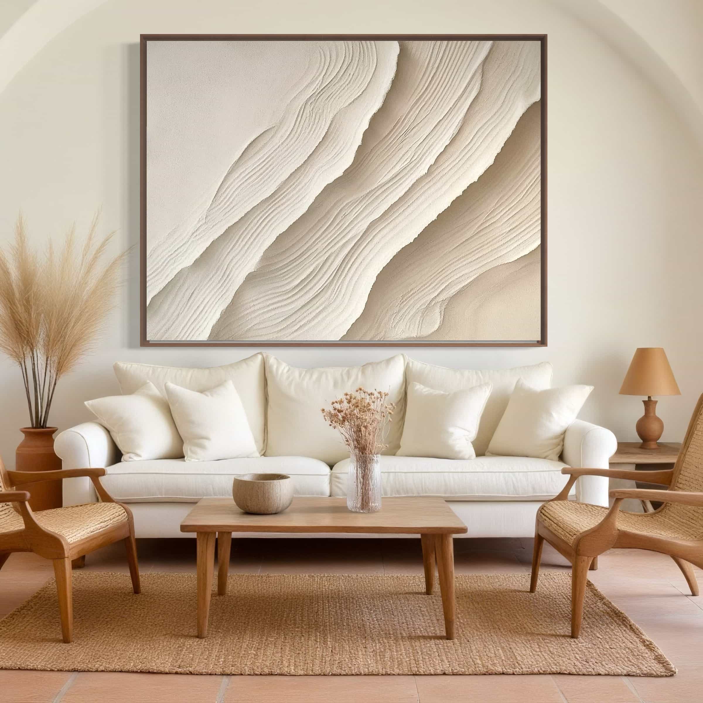 Museum-quality vertical canvas painting with eco-friendly paints and gallery-grade packaging, combining abstract style and natural warmth.