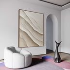 Wabi-Sabi Abstract White and Beige Canvas Painting #TX025
