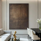 Japandi Wabi-Sabi minimalist canvas wall art 'Dust of Time' with textured earthy tones in modern living space