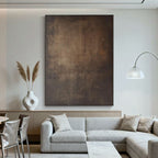 Hand-painted Wabi-Sabi minimalist wall art 'Dust of Time' in modern living room