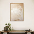 Light and airy beige abstract canvas painting with soft brushstrokes, perfect for serene home decor.