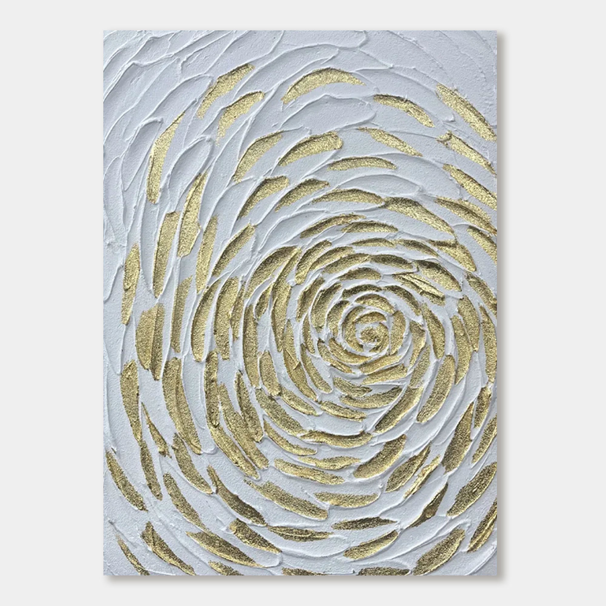 Golden Petal textured floral wall art on white canvas.