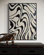 Retro Abstract Line Art in Mid-Century Modern Interior Setting