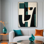 Mid-Century Modern Geometric Painting - Nocturne in Green
