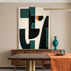 Mid-Century Modern Geometric Painting - Nocturne in Green