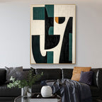 Mid-Century Modern Geometric Painting - Nocturne in Green