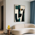 Mid-Century Modern Geometric Painting - Nocturne in Green